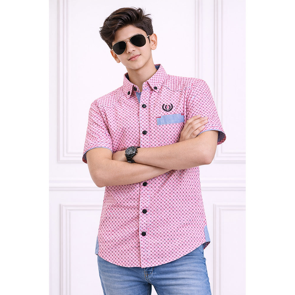 BLACK & RED DOTS PRINTED DESIGN BOYS SHIRT