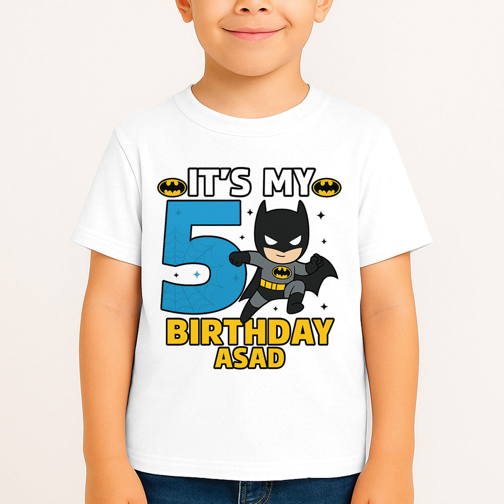 Sharrys Baby Bat Man Customise Birthday T Shirt with Age and Name option