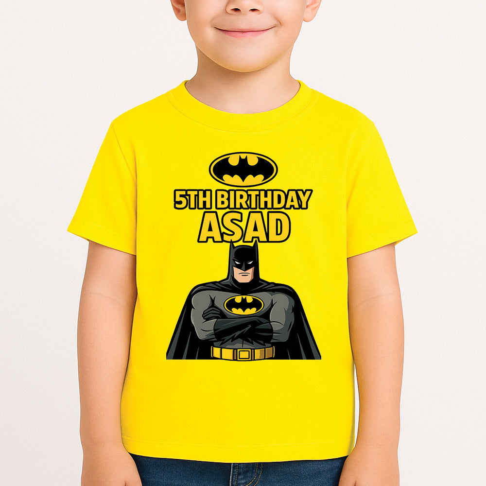 Sharrys Bat Man Customise Birthday T Shirt with Age and Name option