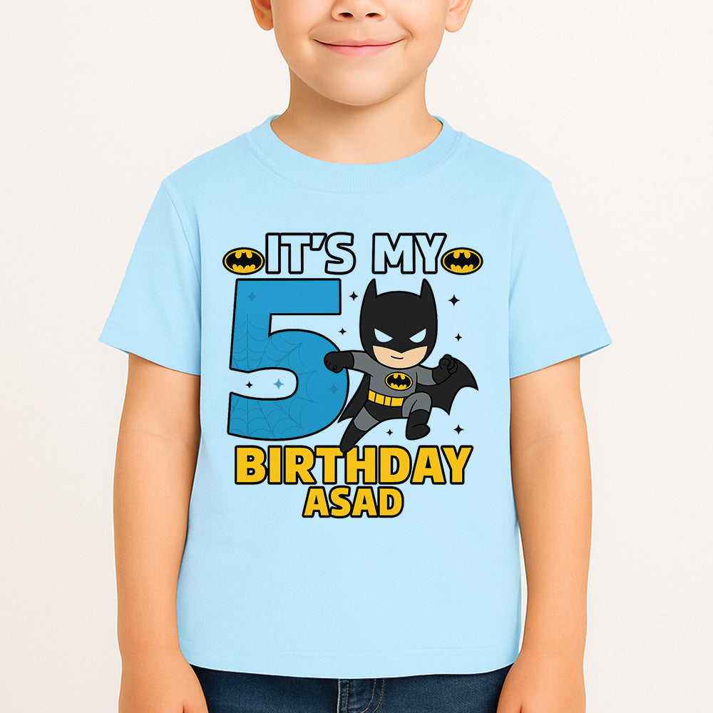 Sharrys Baby Bat Man Customise Birthday T Shirt with Age and Name option