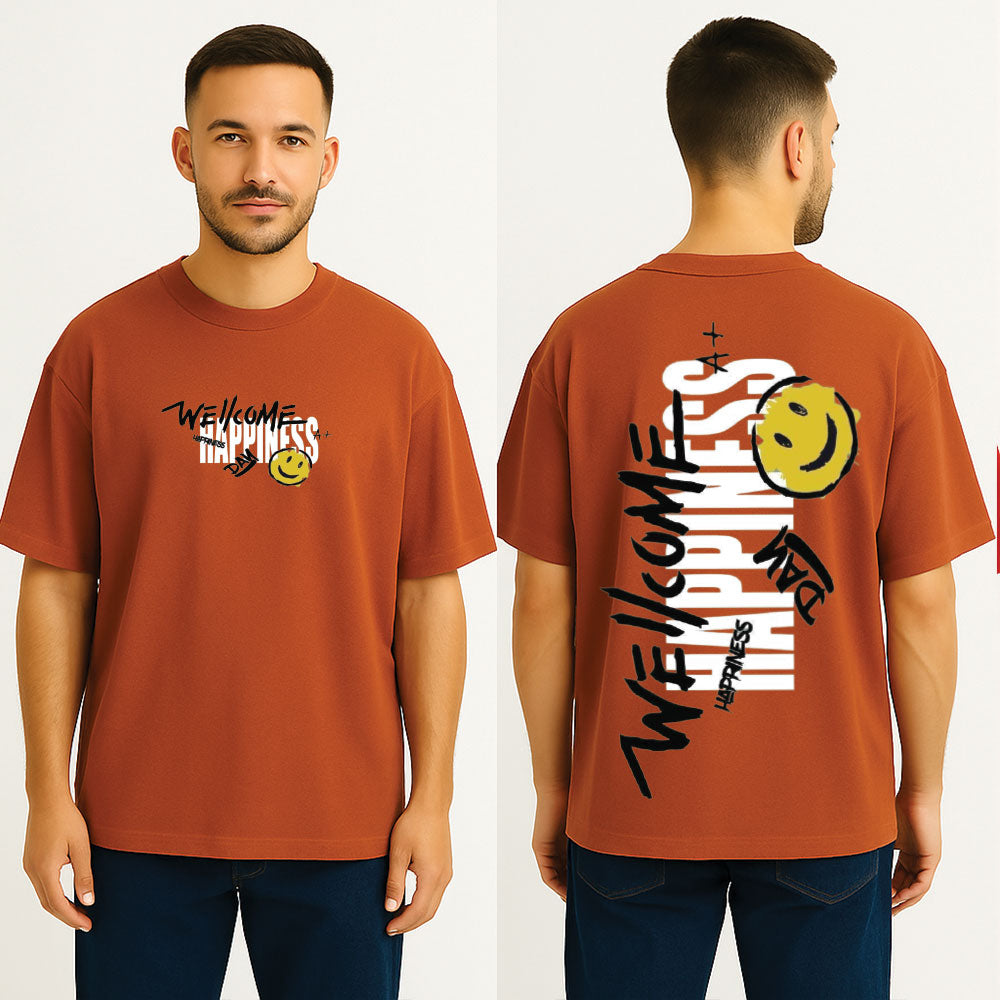 WellCome Happiness Drop Shoulder T Shirt
