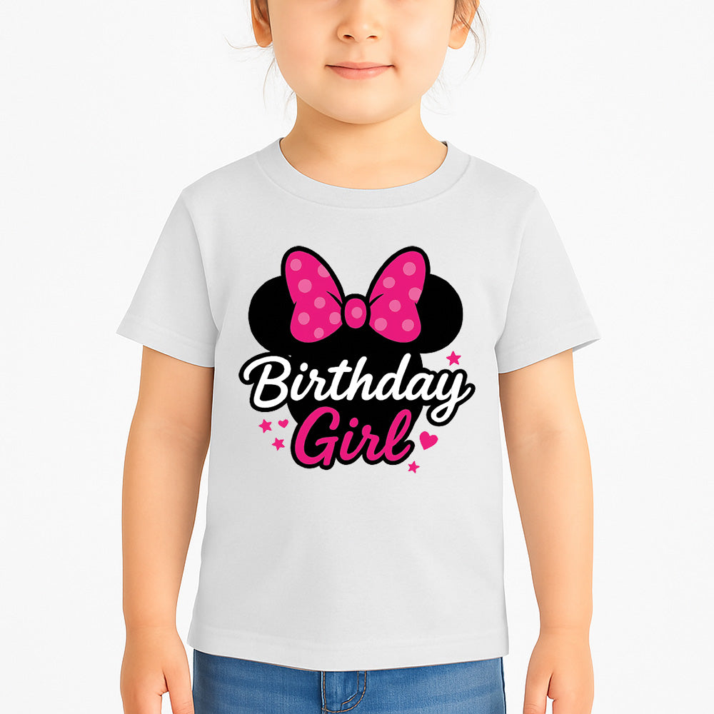 Sharrys Minnie Mouse Customise Birthday Girl T Shirt with Age and Name option