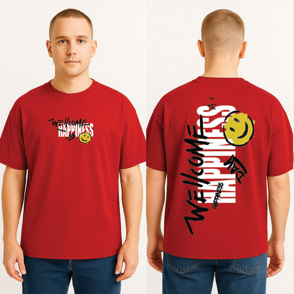 WellCome Happiness Drop Shoulder T Shirt