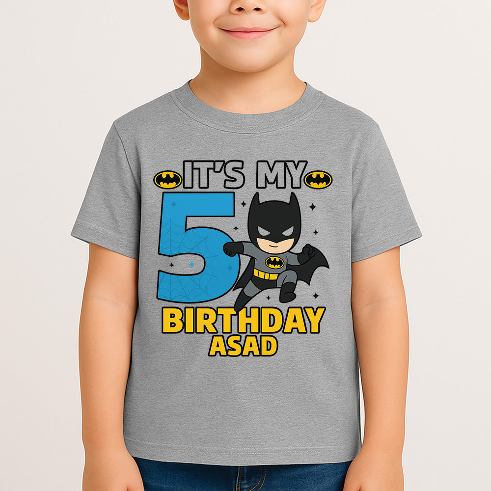 Sharrys Baby Bat Man Customise Birthday T Shirt with Age and Name option