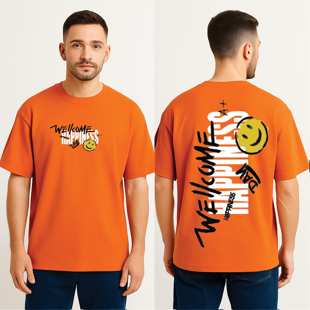 WellCome Happiness Drop Shoulder T Shirt