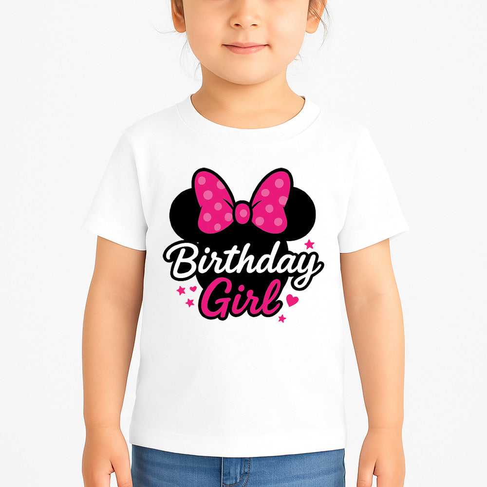Sharrys Minnie Mouse Customise Birthday Girl T Shirt with Age and Name option