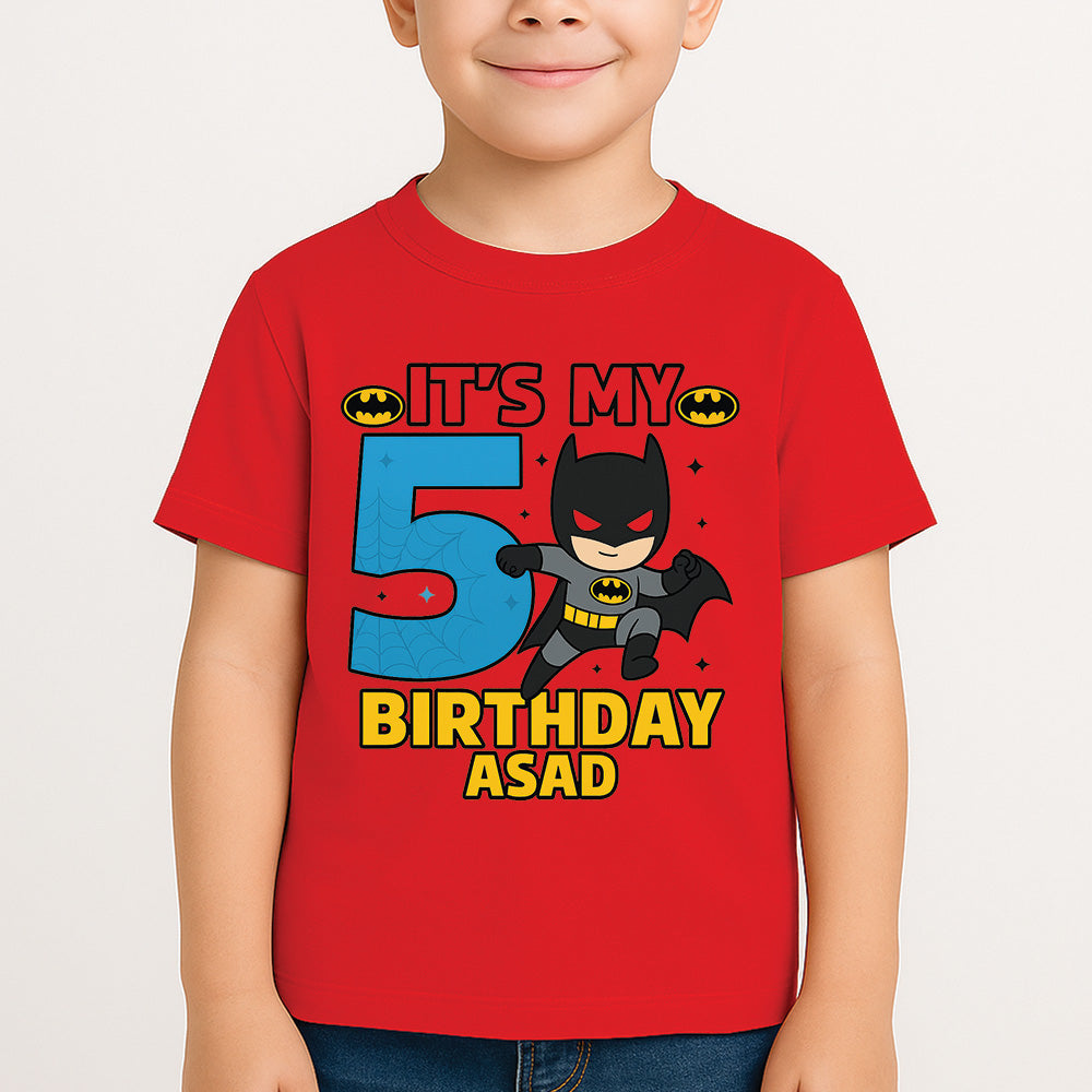 Sharrys Baby Bat Man Customise Birthday T Shirt with Age and Name option