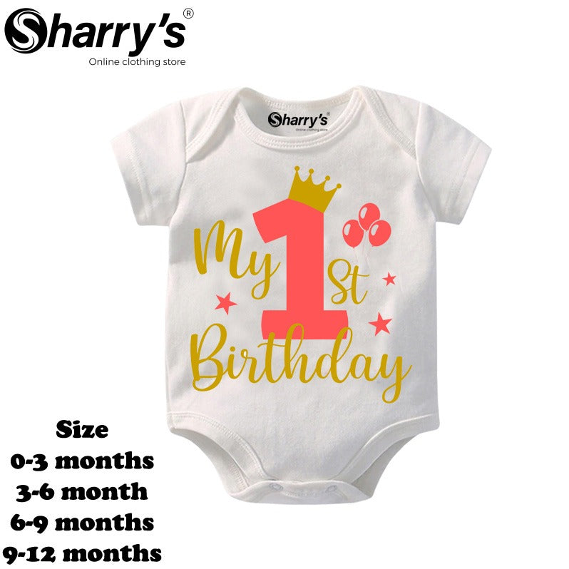 My 1st Birthday With Gold Crown Romper