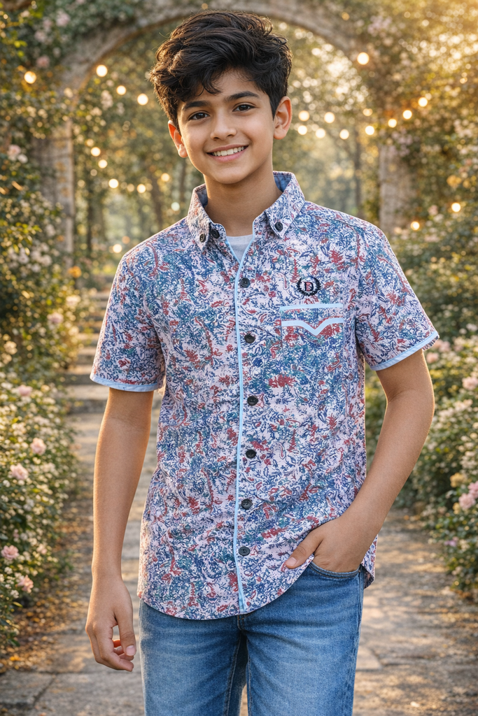 COLOURS PRINTED DESIGN BOYS SHIRT