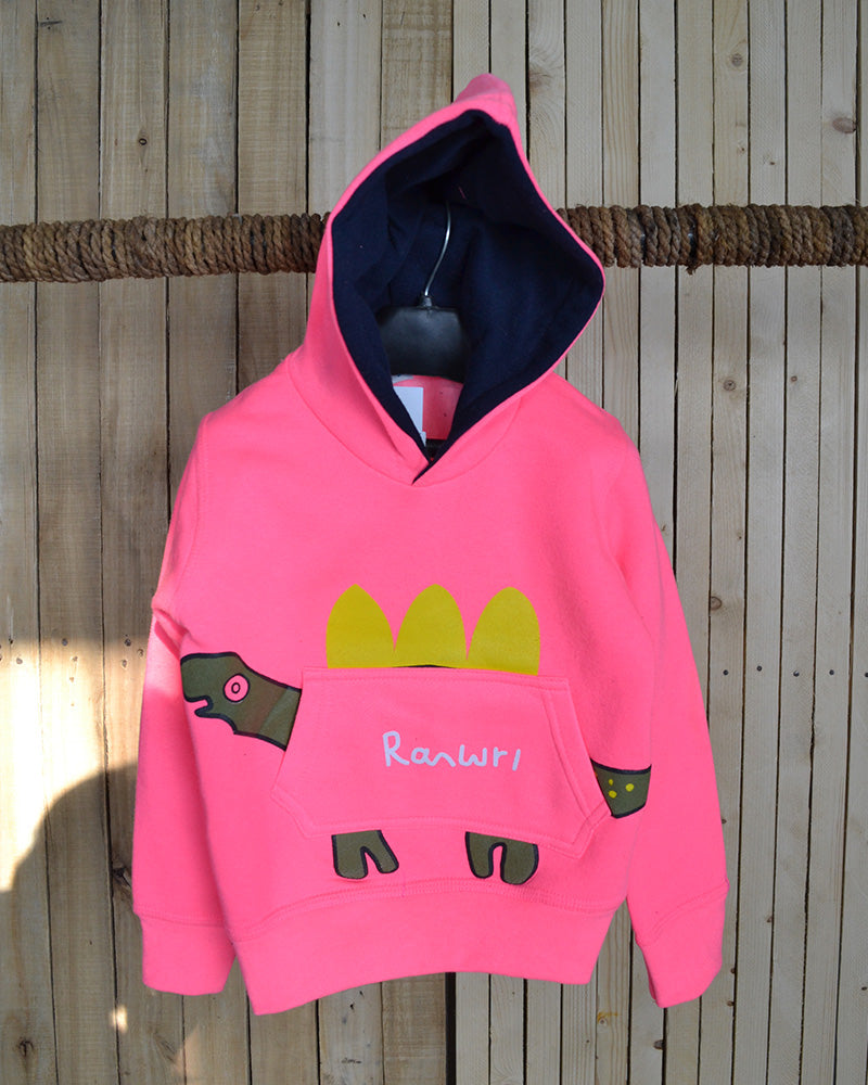 Hoodie For Kids (STEGOSAURUS) Sharp Pink