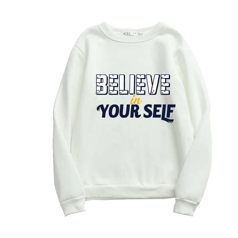 Printed Sweatshirt For Women (BELIEVE IN YOURSELF)