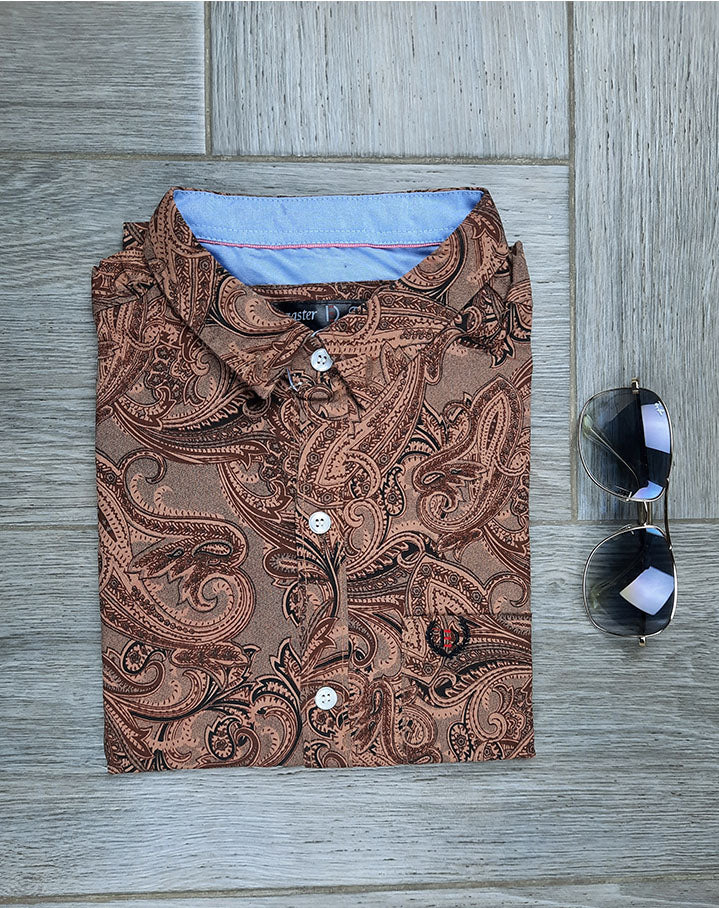 WOODEN CARVING PRINTED DESIGN CASUAL SHIRT