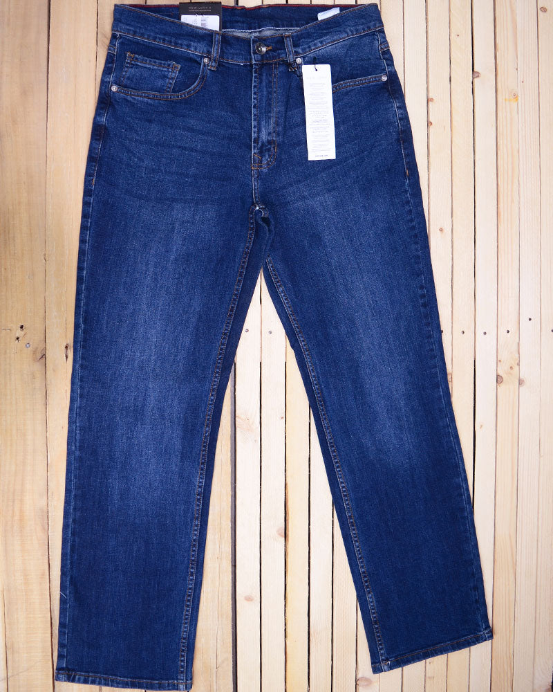 Export Leftover Dark Blue Straight Fit Jeans