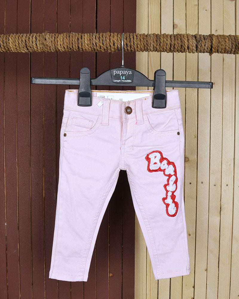 Girls Pink Denim Straight Jeans