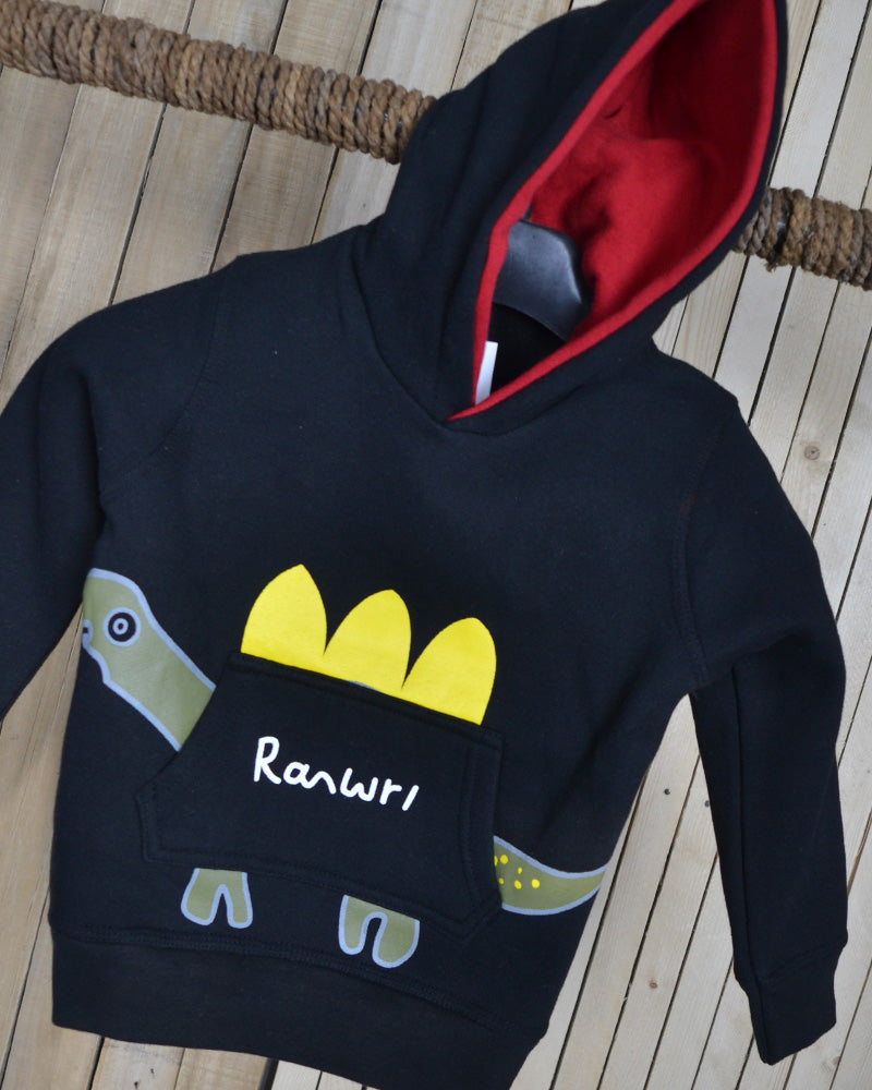 Hoodie For Kids (STEGOSAURUS) Black