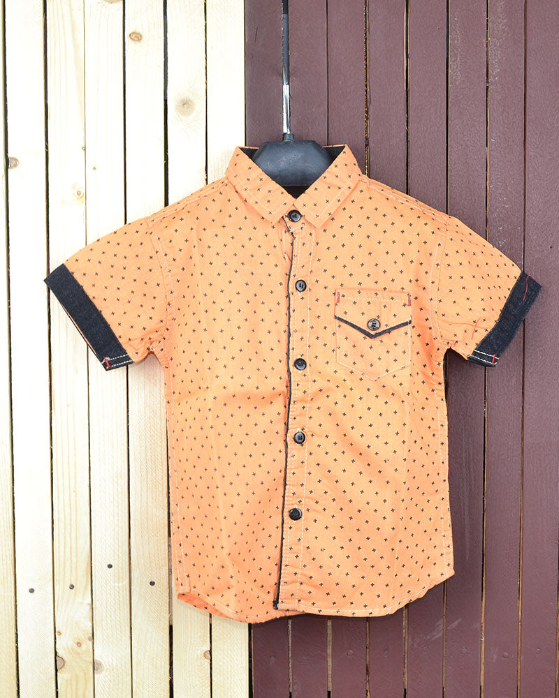 BLACK DOTTED PRINTED DESIGN KIDS SHIRT