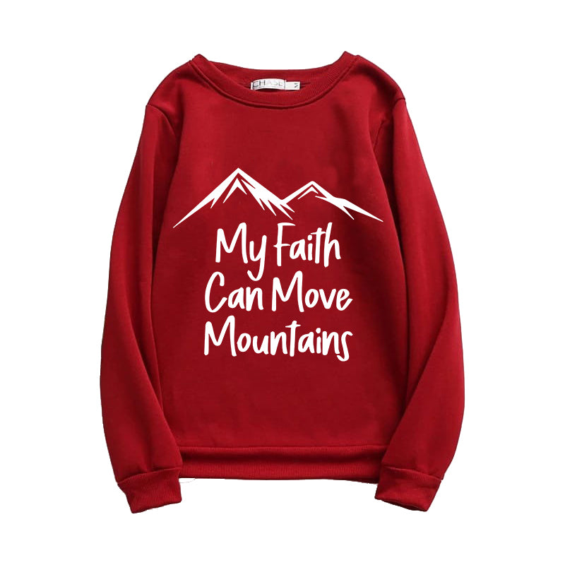 Printed Sweatshirt For Women (MY FAITH CAN MOVE MOUNTAINS)