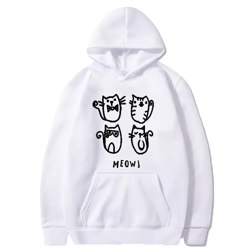 MEOW PRINTED PULLOVER HOODIE