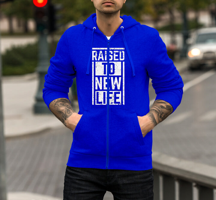 Graphic Design Printed Zipper Hoodie For Men (RAISED TO NEW LIFE)