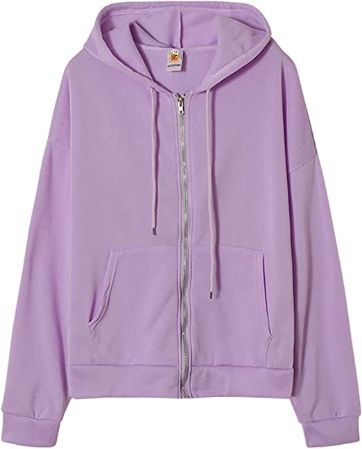 Women Zipper Hoodie Plain Pullover Front zip up Kangro Pocket