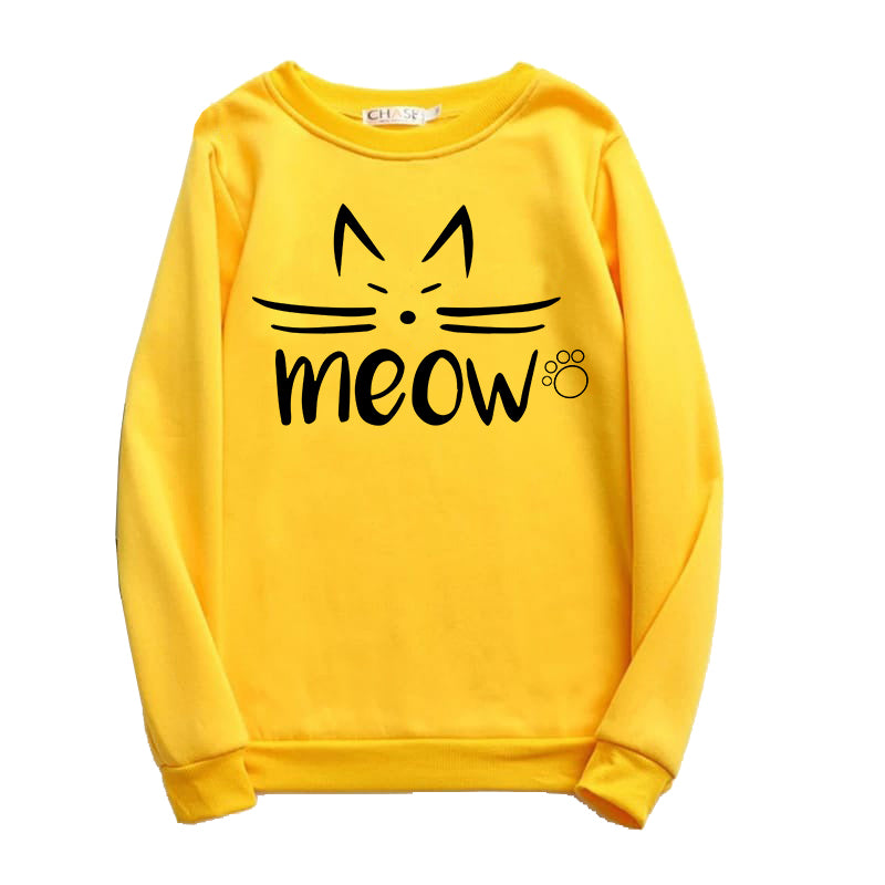 Printed Sweatshirt For Women (MEOW)