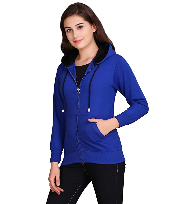 Women Zipper Hoodie Plain Pullover Front zip up Kangro Pocket