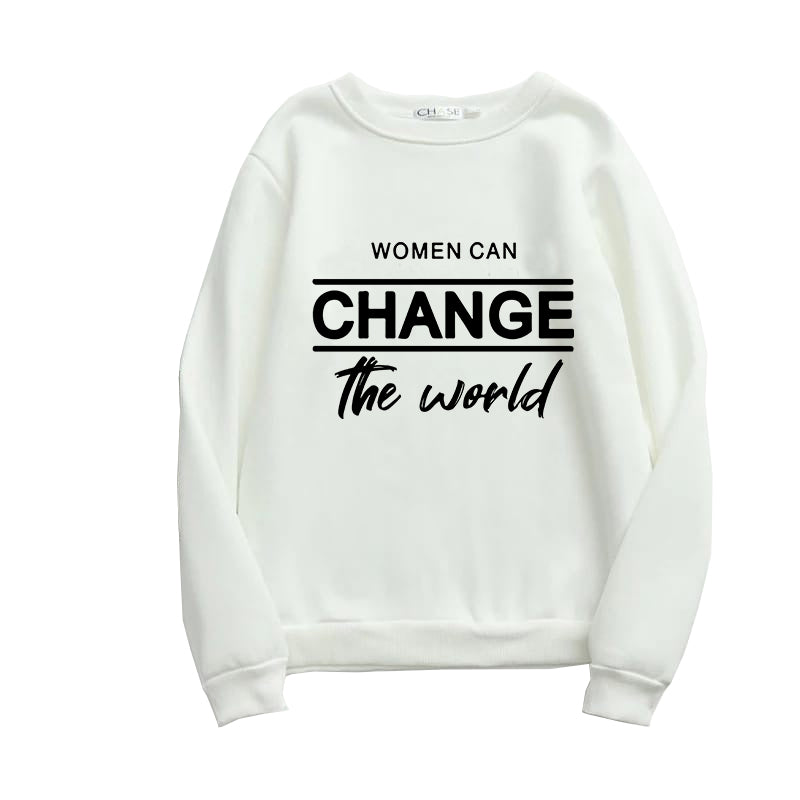 Printed Sweatshirt For Women (WOMEN CAN CHANGED THE WORLD)