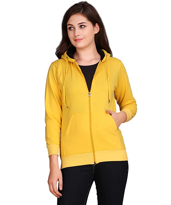 Women Zipper Hoodie Plain Pullover Front zip up Kangro Pocket