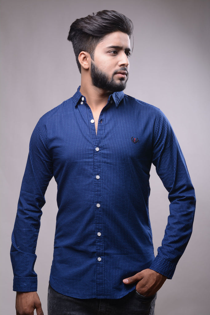 ROYAL BLUE DOTED SHIRT DE#21