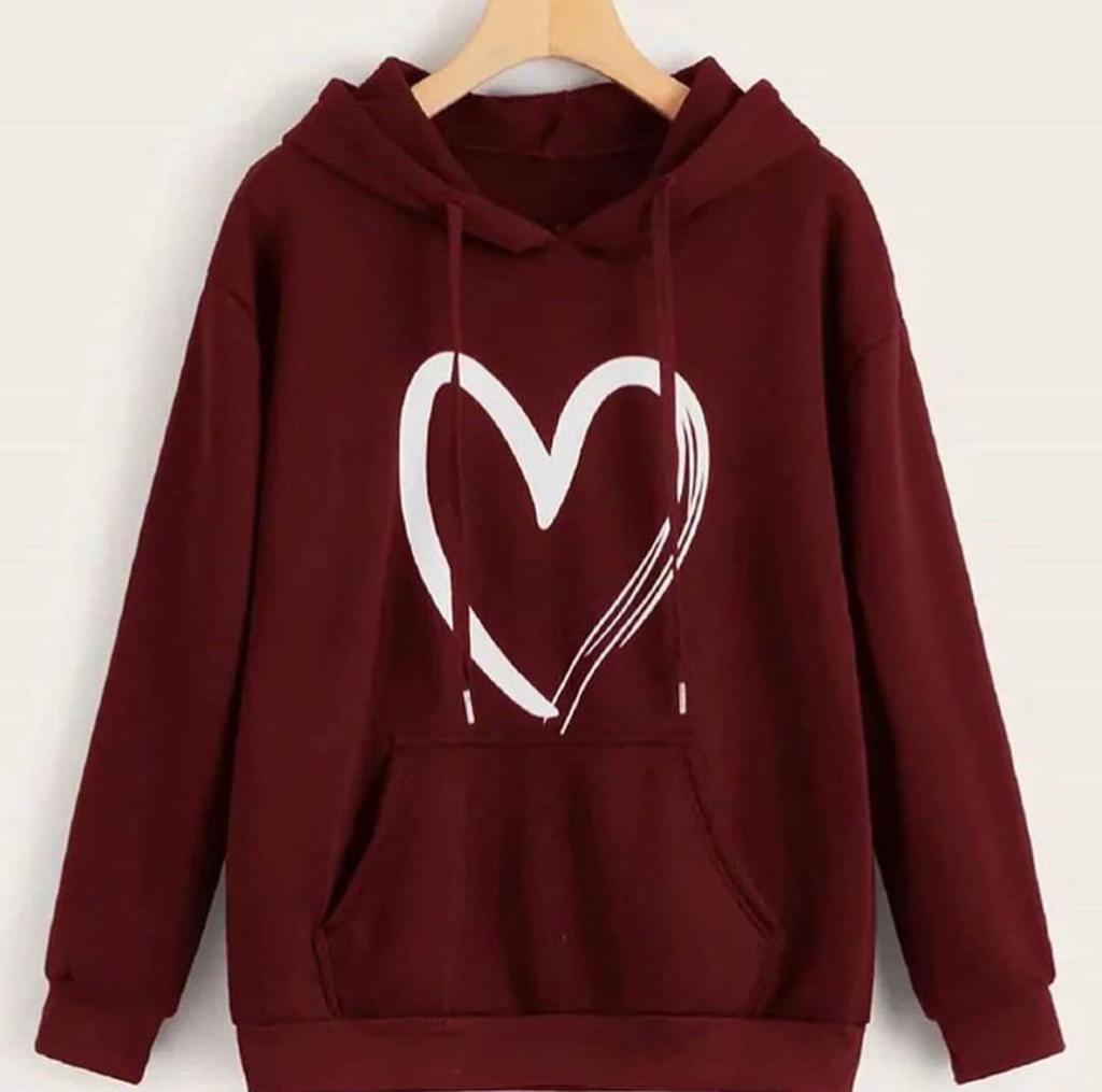 LADIES HEART PRINTED HOODIE