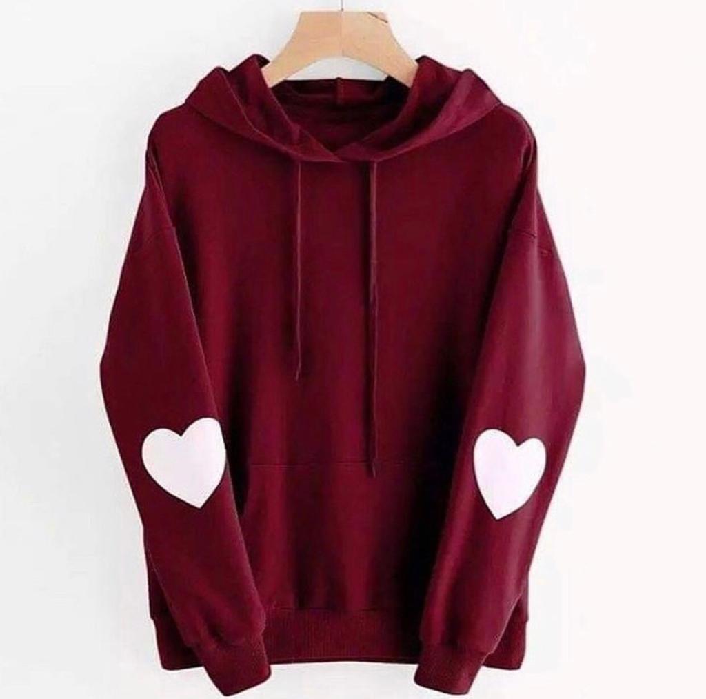heart on sleeves printed pullover hoodie