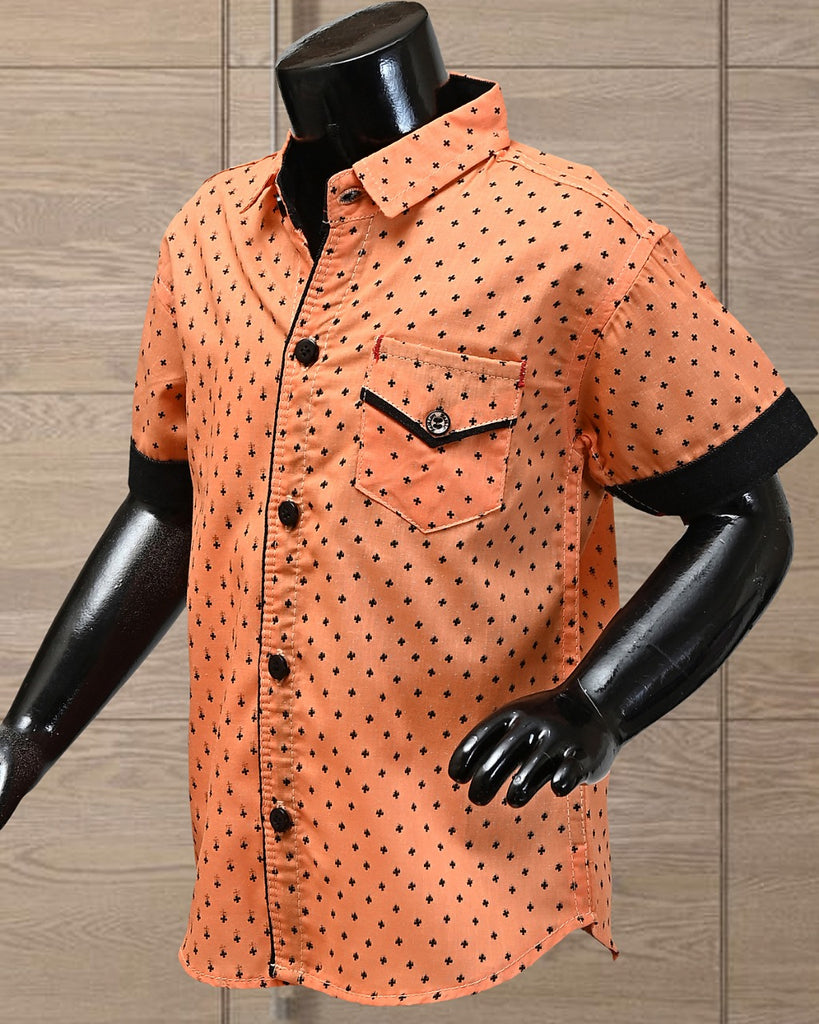 BLACK ALL OVER PRINTED DESIGN KIDS SHIRT