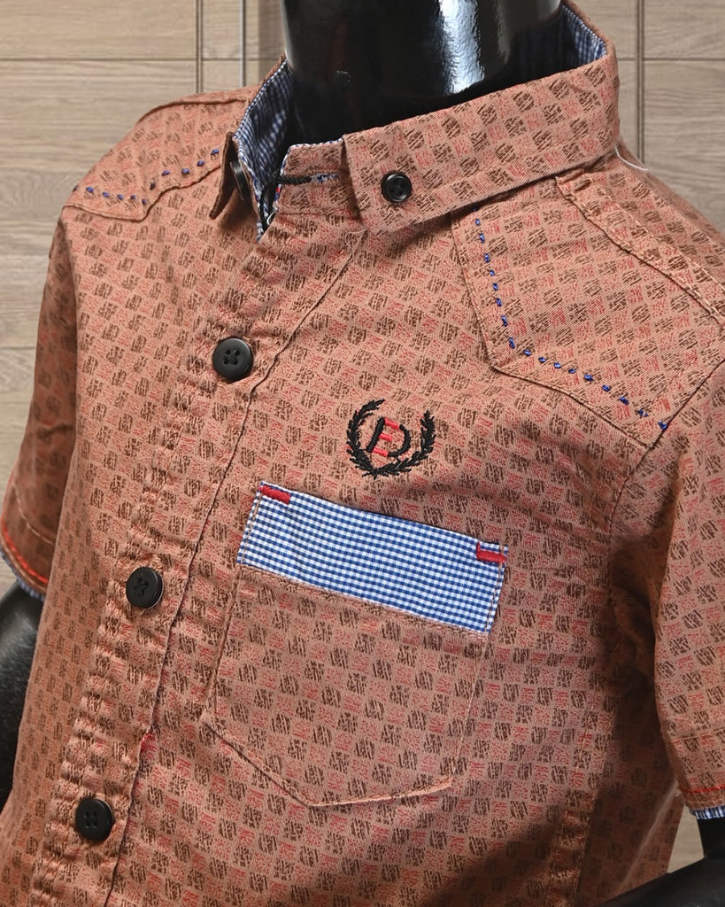 COPPER TEXTURE PRINTED SHIRT FOR BOYS