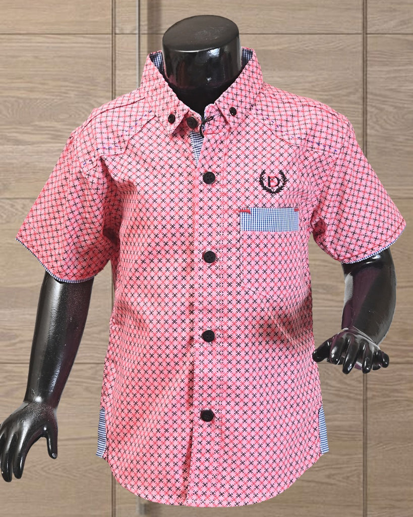 BLACK & RED DOTTED PRINTED DESIGN BOYS SHIRT