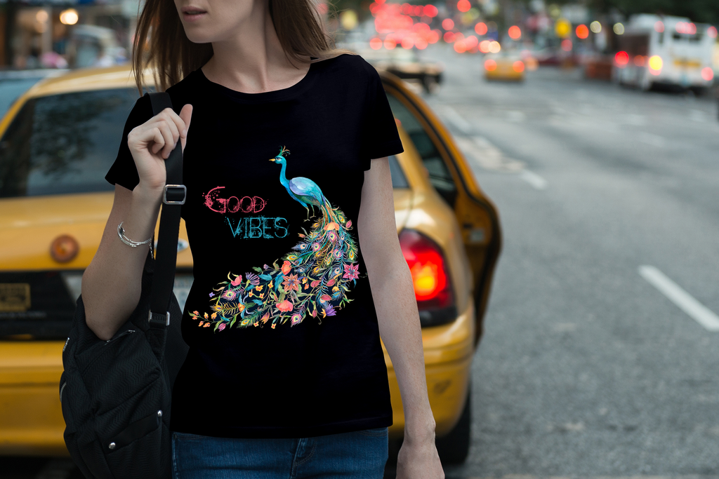 Good Vibes Girls Printed T Shirt